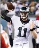  ?? THE ASSOCIATED PRESS FILE ?? The cost of watching the Eagles and quarterbac­k Carson Wentz at Lincoln Financial Field increased by an average of $70 per season ticket for the upcoming NFL season.