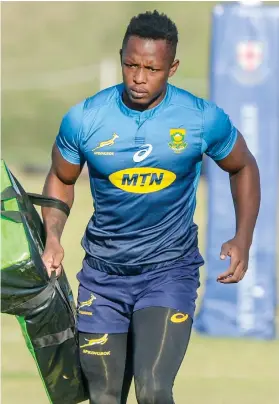  ?? Picture: Gallo Images ?? BRIMMING. Springbok wing S’bu Nkosi is excited ahead of his Test debut against England at Ellis Park today.