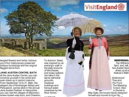  ??  ?? INSPIRING:
Top Withens farm, and, left, two Austen fans
dress up at a festival in Bath