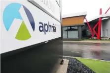  ?? DAN JANISSE ?? Aphria Inc., which saw its stock plunge Monday, has about 250 workers in Leamington and is undergoing an expansion there.