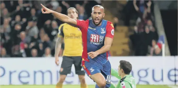  ??  ?? Andros Townsend celebrates putting Crystal Palace ahead against Arsenal last night.