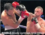  ??  ?? RUMBLE: Brophy (right) and Jamie Ambler