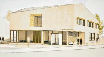 ?? FOTO: FRANZ LIESCH ?? Die Fassade des geplanten Mietinger Rathauses nach dem Entwurf des Architektu­rbüros Muffler.