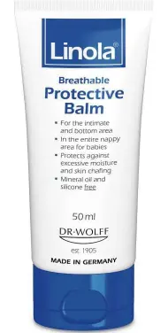  ??  ?? Linola Protective Balm (50ml), upon applicatio­n, creates a long-lasting protective film that keeps irritation away from the skin.