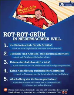  ?? Quelle: JU Niedersach­sen ?? AfD oder CDU? Wahlkampfb­ild der JU Niedersach­sen.