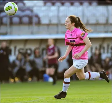  ??  ?? Eimear Gabbett chasing the ball during the defeat in Galway on Saturday.