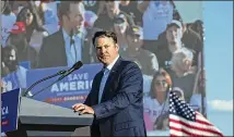  ?? BEN GRAY / ASSOCIATED PRESS ?? State Sen. Burt Jones, running for lieutenant governor, tells the crowd Saturday at former President Donald Trump’s rally in Perry that he’s all for auditing the 2020 vote.