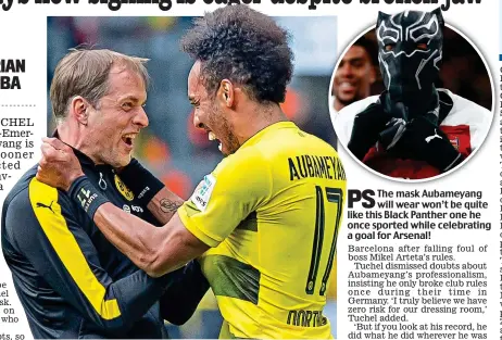  ?? GETTY IMAGES ?? Old pals: Tuchel and Aubameyang at Dortmund in 2017