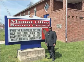  ?? DWIGHT WEINGARTEN/SALISBURY DAILY TIMES ?? Rashad Singletary, pastor at Mount Olive Baptist Church of Turner Station, is trying to juggle interview requests with helping his community and the first responders dealing with the bridge’s collapse.
