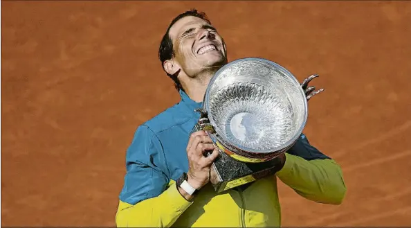  ?? FOTO: LAPRESSE ?? Rafa Nadal, catorce veces campeón de Roland Garros.
No se ha perdido ninguna edición desde su debut triunfal en 2005, pese a las continuas lesiones en su carrera