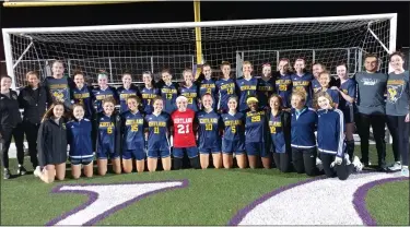  ?? CHRIS LILLSTRUNG — THE NEWS-HERALD ?? Kirtland poses after its 1-0 Division III state semifinal win over Liberty-Benton at Avon.