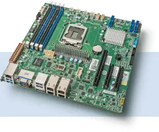  ??  ?? A LGA1151v2 (max. 95 W) / C246
4 × DDR4-2666 ECC, 32 GB per UDIMM 1 × PCIe 3.0 x16 (x8 lanes),
2 × PCIe 3.0 x8 (x8/x4)
26 W / 118 W (155 W turbo)