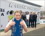  ?? Photo: CAITLIN WALLACE ?? Danni Steiner, front, proudly shows her artwork displayed on a Tirau recycling bin thanks to Fonterra’s Cheryl Smith, back left, Jean Barlow, Bruce Were and South Waikato District Council services manager Andrew Pascoe.