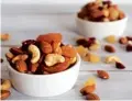  ??  ?? Almonds, peanuts, cashews, and walnuts contain healthy nutrients which the body can convert into energy. They are also rich in protein and healthy fats so you feel full for longer. Nuts