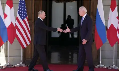  ??  ?? ‘A nuclear war should never be fought and could never be won.’ Joe Biden, right, and Vladimir Putin meet in Geneva. Photograph: Patrick Semansky/AP