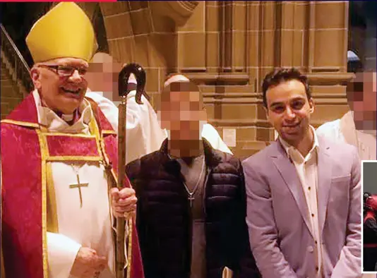  ?? ?? Anglican ceremony: Emad Al Swealmeen with assistant bishop Cyril Ashton at Liverpool cathedral Inset: The go-kart fan