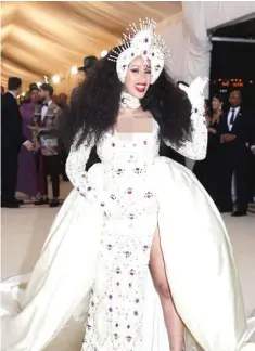  ?? — AFP photos ?? Cardi B arrives at the Metropolit­an Museum of Art Costume Institute Gala to celebrate the opening of “Heavenly Bodies: Fashion and the Catholic Imaginatio­n” in the Manhattan borough of New York on May 7.