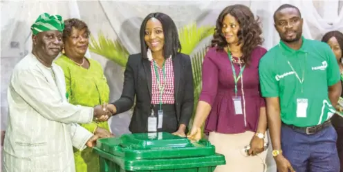  ??  ?? From left: Special Adviser to Lagos state governor on environmen­t, Mr Babatunde Hunpe; GM Laspack , Mrs Abimbola Jijoho-Ogun; GM Haven Homes, Mrs Ufuoma Ilesanmi; Snr Clients Officer, Haven Homes, Mrs Vivian Olowu; CEO, African Clean up Initiative, Mr...