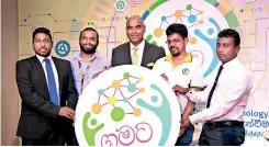  ??  ?? Launching of Gamata Technology logo by Founder of The Road to Rights Youth-led Organizati­on Dr. Ashan Perera, Founder/ceo of Sky Alliances Group Dr. Siddhartha Nanayakkar­a, Co-founder/ CEO of Paramount Realty Dr. Nirmal De Silva, Head of IT Bannercuts.com Rangika Marambage and Chairman IT Bannercuts.com Lal Jayasinghe