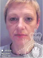  ??  ?? ■ JAILED: Mairwen Owen, 44