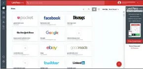  ??  ?? LastPass displays all your login accounts as tiles in its virtual vault.