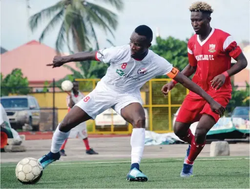  ?? ?? Rangers, Heartland slugging it out during the reverse fixture in Awka