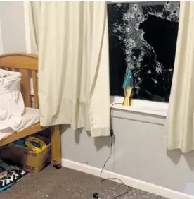  ?? Photo / NZ Police ?? A child’s bedroom strewn with shattered glass after being shot-out from outside in Wairoa on May 11.