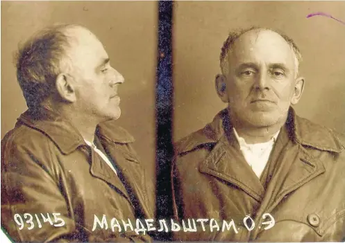  ?? NKVD/WIKIMEDIA COMMONS ?? Vida trágica. A ficha criminal do poeta russo Ossip Mandelstam, preso e morto a caminho do Gulag pelo regime comunista da ex-URSS
