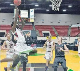  ?? FHSAA/ COURTESY ?? Freshman Dudley Blackwell goes up for a shot as Westminste­r Academy takes on Seffner Christian on Wednesday in the Class 4A semifinals at the Lakeland Center.