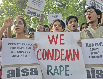  ??  ?? An earlier student protest against rape in India.