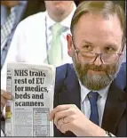  ??  ?? Row: Simon Stevens yesterday with a Daily Mail from November 24