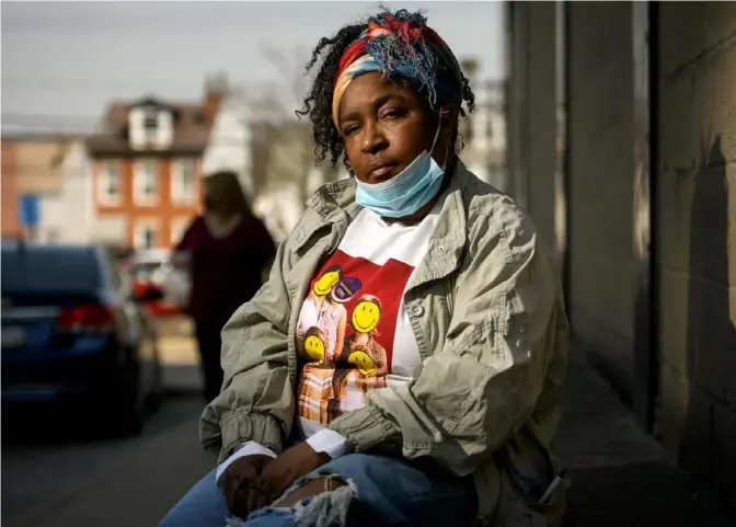 ?? Steve Mellon/Post-Gazette ?? Security worker Angela Brock has developed an empathetic approach to people. “I’ve been through a lot,” she says. “My life has changed. I can see addiction, I can see mental health problems. Because of my experience, I’m more compassion­ate.”