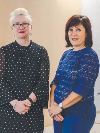  ?? POP- UP EXHIBITION: Community and Cultural Developmen­t Committee chairwoman Cr Colleen Doyle and Cr Ann- Maree Greaney at the Pop Up Percivals exhibit site. ??