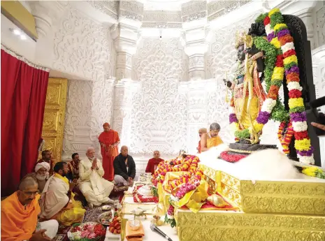  ?? Press Informatio­n Bureau ?? Narendra Modi takes part in the inaugurati­on of the Ram Temple in Ayodhya, Uttar Pradesh, yesterday