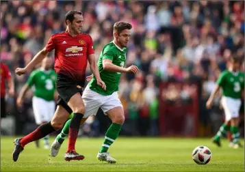  ??  ?? John O’Shea, seen here in action against Kevin Doyle in the Liam Miller Memorial game, is also involved.