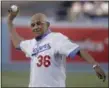  ?? CHRIS CARLSON - THE ASSOCIATED PRESS ?? FILE - In this July 1, 2014, file photo, former Los Angeles Dodgers pitcher Don Newcombe throws a ceremonial pitch before a game between the Los Angeles Dodgers and the Cleveland Indians, in Los Angeles.