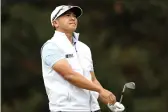  ?? MEG OLIPHANT — GETTY IMAGES ?? Former Chico High standout Kurt Kitayama hits his tee shot on the seventh hole during the first round of the Fortinet Championsh­ip at Silverado Resort and Spa on Thursday in Napa. Kitayama missed the cut Friday.