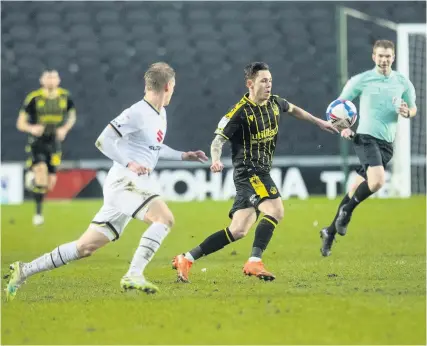  ?? Picture: Leila Coker ?? Bristol Rovers’ Sam Nicholson in action against MK Dons