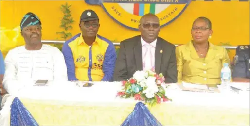  ??  ?? L-R: Director of Lagos State Fire Service, Mr. Rasaq Fadipe, Adeshina, Oladejo and Adekanye, at the unveiling of the LASEMA Response Unit, Lekki ... recently