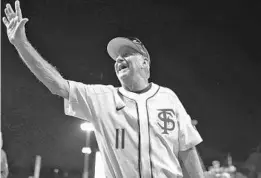  ?? JOE RONDONE/ASSOCIATED PRESS ?? FSU’s Mike Martin, 74, is college baseball’s winningest coach with 1,976 victories.