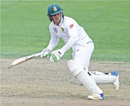  ?? Picture: Gallo Images ?? GUTSY INNINGS. Proteas wicketkeep­er Quinton de Kock batted through the pain to score 90 on the second day of the third Test against New Zealand in Hamilton yesterday.