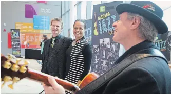  ?? JULIE JOCSAK THE ST. CATHARINES STANDARD ?? Juliet Dunn and Peter Shea announced the TD Niagara Jazz Festival at FirstOntar­io Performing Arts Centre on Tuesday. The festival expands to two weekends in July.