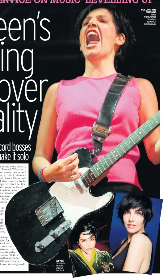  ?? ?? STYLE Sharleen likes to mix up her look
PULLING THE STRINGS Texas frontwoman Sharleen Spiteri at Glastonbur­y