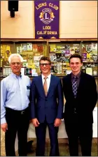  ?? COURTESY PHOTOGRAPH ?? Lodi Lions Club past president Scott Keithley, left, student speaker chairman and speech contest winner Dylan Elliott, center, and Evan Seibly. The students spoke about the topic “Integrity and Civility Play What Role in Today’s Society?”