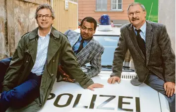  ??  ?? Sie schrieben TV Geschichte: Michael Ande als Gerd Heymann, Charles M. Huber als Henry Johnson und „Der Alte“, Rolf Schimpf, als Leo Kress (von links). Das Foto entstand 1985 in München.