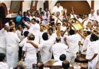  ?? PTI ?? ENDING PROLONGED STALEMATE: A view of Tamil Nadu Assembly during the vote of confidence motion in Chennai on Saturday. The Palaniswam­i government on Saturday won the confidence vote in the Tamil Nadu Assembly by a comfortabl­e 122-11 margin after high...