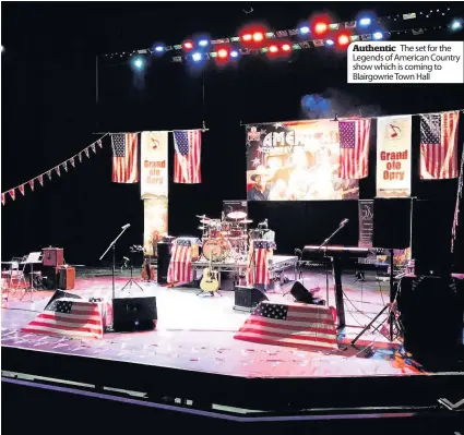  ??  ?? Authentic The set for the Legends of American Country show which is coming to Blairgowri­e Town Hall