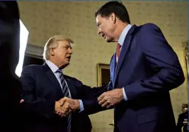  ??  ?? Donald Trump fired James Comey for refusing to pledge loyalty to him. Here, the former director of the FBI reveals to Martin Fletcher that the Moscow prostitute rumours cannot be dismissed, why the man he might inadverten­tly have helped into the White House is ‘morally unfit’ for high office – and how he hopes to rouse America’s silent majority against their president.