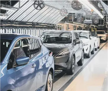  ?? ?? Nissan’s Sunderland plant has been hit by the global semiconduc­tor shortage.