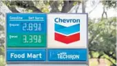  ??  ?? Regular gas was listed at $2.89 at a Chevron station at West Cypress Creek Road and NW 31st Avenue in Fort Lauderdale.
